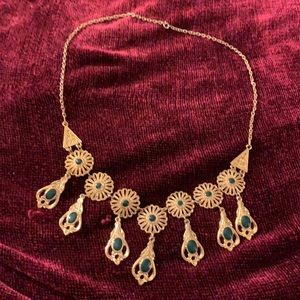 Gold and green stone necklace